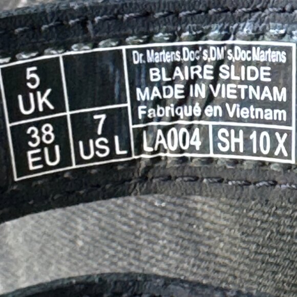 Dr. Martens Blaire Black Leather Slide Sandals Size 7 Triple Strap & Buckles - Picture 4 of 13